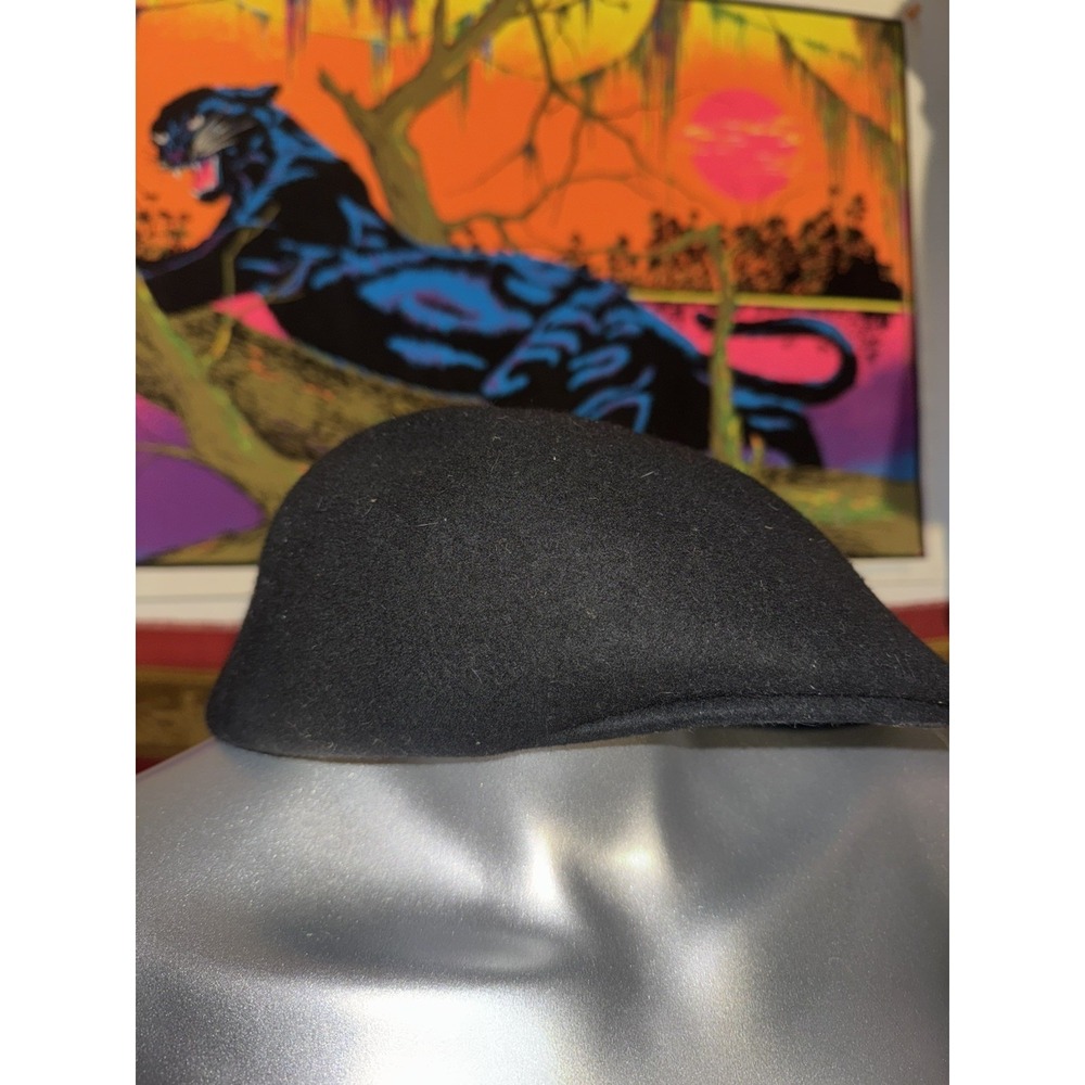 100% Wool Black Hat Genuine Vintage Newsboy Paperboy Men's Large XL